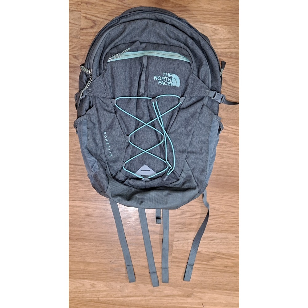 North Face Women's Borealis Backpack Zinc Grey/Surf Green Hiking Daypack READ